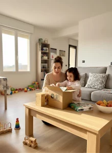 Ejemplo de una caja de la suscripción de juegos de Ariú Play utilizada por una familia.